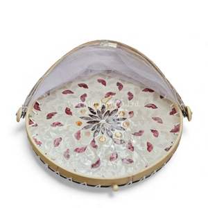 <b>Round</b> Mother of Pearl Food <b>Cover</b> Natural Shell Handmade For Food Protection <b>Table</b> Serving And Decorative Display From Vietnam - Product Image 4