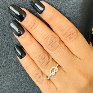 14K Solid Gold Minimalist <b>Tie</b> knot Promise Ring. - Product Image 3