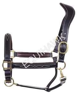 Accessoire de bride occidentale de style anglais de qualité supérieure licou de cheval en cuir souple avec raccords en laiton cousus fantaisie - Product Image 4