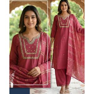 Trendy Vetican Fabric Kurti with palazzo for Ethnic Women Stylish embroidered <b>kurtis</b> for Everyday office attire - Product Image 6