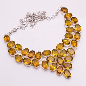 Collar de plata 925 con Topacio Natural de Londres, joyería de piedras preciosas de cuarzo, joyería India - Product Image 3
