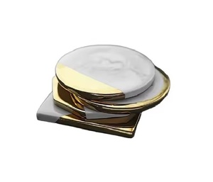 Luxury Handmade Round Natural Marble Gold <b>coaster</b> Marble Brass <b>coaster</b> - Product Image 1