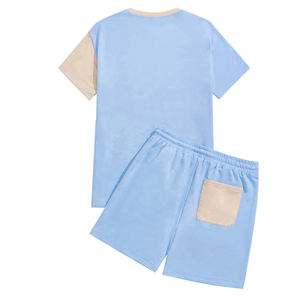 Ensemble short de sport décontracté pour homme, survêtement uni et respirant à séchage rapide, survêtement à manches courtes grande taille OEM en polyester/coton - Product Image 5