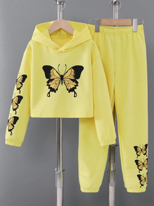 Offre Spéciale personnalisé en gros papillon femmes survêtement épais polaire pull à capuche survêtement ensembles plaine femmes survêtement - Product Image 4