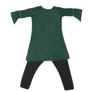 Traje de Algodón Bordado para Niñas, 2 Piezas - Verde - Product Image 5