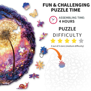 Rompecabezas de Diente de León de Madera Irregular, Rompecabezas 3D con Forma de Animal Único, Regalo Creativo de Decoración para el Hogar para Adultos y Niños - Product Image 5