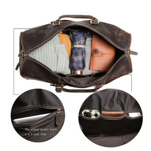 2025 Available Genuine Leather Waterproof Travel Training Bag Custom Logo Vintage Style Durable Lightweight <b>Adjustable</b> <b>Strap</b> - Product Image 6