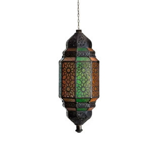 Meilleure qualité islamique décoration de la maison cadeaux de fête lanterne en fer creux musulman vent lampe suspendue bougeoir en métal avec fenêtre - Product Image 1