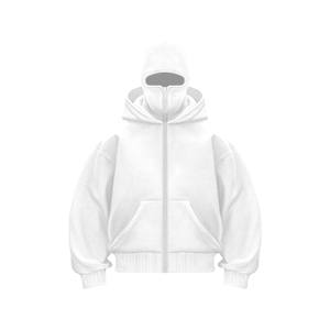 Sweats à capuche 100% coton personnalisés pour hommes, pantalons de survêtement 500 Gsm, poids lourd, surdimensionné, double fermeture éclair, épaules tombantes, brodés - Product Image 2