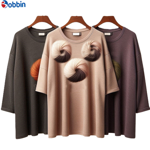 Camiseta Casual de Alta Calidad para Mujer, Manga Corta, Ajustada, a la Moda, Lisa, con Cuello Redondo, Tejido Jersey Estampado - Product Image 3