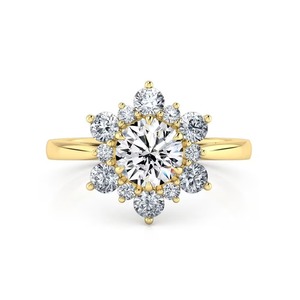 Anillo de Compromiso con Halo de Diamantes Cultivados en Laboratorio, Corte Brillante Redondo, Oro Sólido de 14K, G-VS2, Joyería de Compromiso y Boda - Product Image 2
