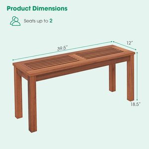 Minh Phuoc Furniture Modern Acacia Wood & <b>Metal</b> Eco-Friendly Outdoor Dining <b>Bench</b> for 2 Patio & Garden Backless - Product Image 6
