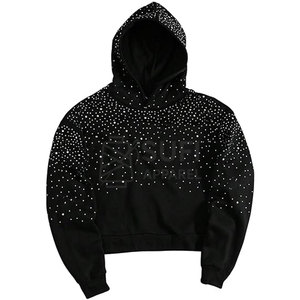 Nueva Sudadera con Capucha de Invierno, Tejida y Forrada, con Pedrería Brillante, Logotipo Frontal, 100% Algodón, Cómoda y Atractiva, para Uso Casual - Product Image 1