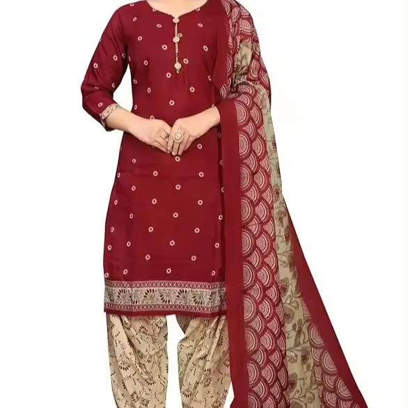 Patiyala kadınlar için günlük giyim pamuk Salwar Kameez son Punjabi takım elbise