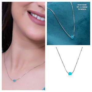 ของขวัญคริสต์มาสพลอยก้อนควอตซ์สีฟ้า925จี้เงินแท้พร้อมสายโซ่ขนาด18 "สร้อยคอเงินทันสมัยทันสมัยสร้อยคอทันสมัยสำหรับเพื่อนเจ้าสาว - Product Image 2