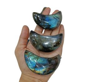 Polished Labradorite Stone <b>Moon</b> Shape Carved SCULPTURE Healing <b>Crystal</b> for Reiki and Home Decor Art Collectible Gujarat - Product Image 1