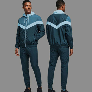 Ensemble de survêtement d'hiver 2 pièces pour homme, coupe-vent en nylon 100 % écologique, style streetwear, veste à capuche unie et pantalon de jogging, collection 2025 OEM, vente en gros - Product Image 3