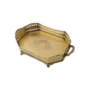 Plateau de service en laiton de concepteur de luxe plateau en métal de conception de finition mate outils de salade du meilleur prix du fournisseur de confiance - Product Image 3