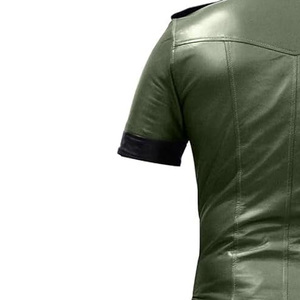 Camisa de Vestir Formal de Cuero para Hombre, Cuello Alto, Transpirable, Verde, Servicio Personalizado OEM - Product Image 4