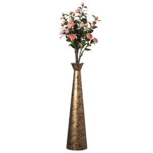 Vintage Long Metal Floor Vase Handcrafted Designer <b>Decorative</b> Accent Perfect for <b>Birthday</b> Celebrations and Wedding Mandaps - Product Image 2