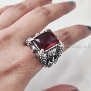 Export <b>Mens</b> <b>Ring</b> Natural Red Garnet Gemstone January Birthstone <b>Ring</b> All Sizes Arabic Christmas Jewelry 925 Sterling Silver <b>Ring</b> - Product Image 4