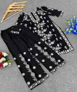 Muslim Women Embroidered <b>Long</b> Maxi <b>Dress</b> with Pakistani Boutique Kameez and <b>Velvet</b> Dupatta for Islamic Wedding Wear - Product Image 3