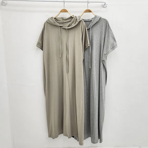 ODM Vente en Gros OEM Plussizs Fabriqué en Corée Vêtements de Détente Coton Robe Longue Homewear Casual HoodedSummer Dress Overfit jupe - Product Image 4