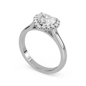 Bague de fiançailles halo en diamant taille cœur pour femme - Product Image 3