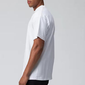 T-shirt surdimensionné vierge pour homme 100% coton | Streetwear décontracté à épaules tombantes | Col ras du cou côtelé pour un design personnalisé - Product Image 4