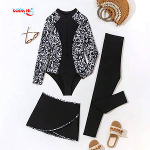 <span class=keywords><strong>Maillot</strong></span> <span class=keywords><strong>de</strong></span> <span class=keywords><strong>bain</strong></span> islamique trois pièces à motif végétal avec jupe <span class=keywords><strong>de</strong></span> <span class=keywords><strong>bain</strong></span> modeste et manches longues <span class=keywords><strong>anti</strong></span>-<span class=keywords><strong>UV</strong></span> pour femme musulmane - Product Image 1