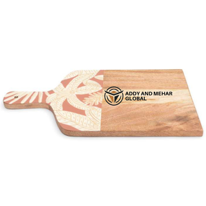 Planche à fromage décorative en bois avec émail floral vert, planche à découper artisanale - Product Image 1