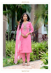 Série fantaisie broderie travail coton tenue décontracté kurti grossiste - Product Image 2