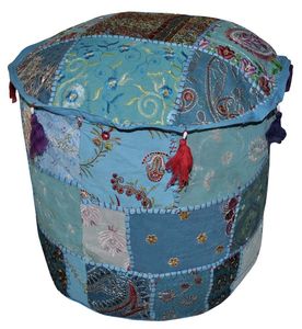 Best Quality SILKGRAM 100% Cotton Zipper Bohemian Indian Patchwork Ottoman <b>Decorative</b> Floor <b>Pillow</b> for Home Hotel Hospital Use - Product Image 2