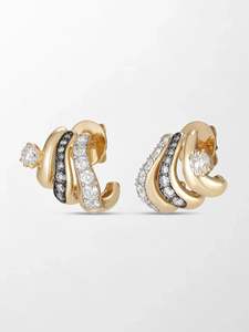 ต่างหูเพชรแล็บโกรว์ทรงคลื่น Cresting Solitaire น้ำหนัก 1.21 กะรัต สี GH ความสะอาดระดับ VS ประดับเพชร 30 เม็ด ทองคำ 14K สีเหลือง ดีไซน์ Flowing Motion Shine - Product Image 3