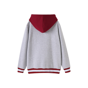 Custom Winter for A&M <b>Grey</b> Chenille Unisex Premium 100% Organic Cotton <b>Fleece</b> Hoodie Pullover Kangaroo Pocket Maroon Hood - Product Image 6