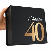 Boîte rigide noire à fermeture magnétique 20x18x8cm, personnalisable avec finition brillante/mate, logo personnalisé accepté pour les cadeaux d'anniversaire et de mariage