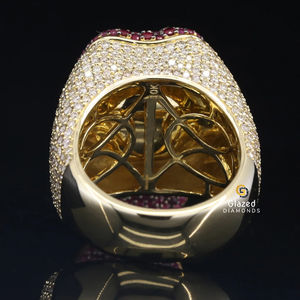 Atractivo redondo brillante corte VVs claridad Moissanite diamantes Iced Out Hip Hop 10Kt anillo de oro amarillo para Unisex - Product Image 6