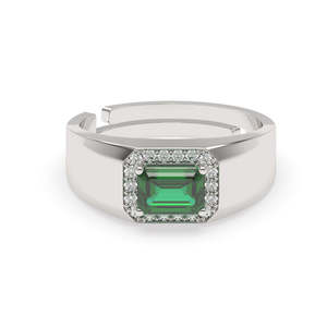 NOVAMART Fine Premium 925 Pure Sterling Silver <b>Rings</b> <b>Men</b> Boys Certified Wedding Engagement Boho Style <b>Emerald</b> Cut Geometric Patt - Product Image 1