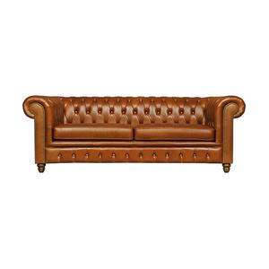 商業用チェスターフィールドソファブラウンビンテージPUレザー房状ソファロールアーム付きホテルラウンジバーカフェ家具 - Product Image 2