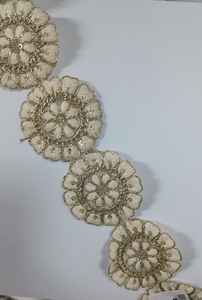 Custom Made in Cutwork Floral Designed Machine Embroidered <b>Ribbons</b> & <b>Laces</b> in Various Designs & Colours for Wedding Dresses - Product Image 4