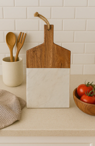 Grande planche à découper en bois et en marbre en laiton AK avec poignée en panneau standard multicolore pour accessoires de cuisine - Product Image 2