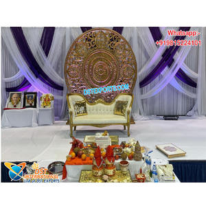 Marco Redondo para Fondo de Mandap de Boda Hindú, Nuevo Estilo, Marco Redondo para Boda Imperial, Marco Redondo Dorado, New Hampshire - Product Image 1