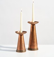 Lot de 2 bougeoirs vintage dorés en fonte, faits à la main, personnalisables, pour bougies pilier, pots à bougies en métal pour Noël, décoration intérieure, mariage