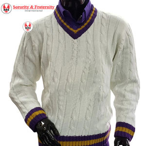 Cardigan décontracté à col en V Omega pour sororité, avec lettres brodées personnalisées, en tricot, à neuf boutons, par le fabricant Divine - Product Image 2