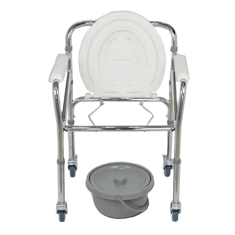 Folding Steel Commode Chair Detachable Toilet Chair Shower Chairs For Elderly Disabled Bedside Commode