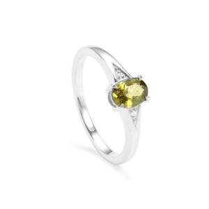 Bague vintage en argent sterling plaqué rhodium avec sphène et zircon blanc 0,95 carat - Product Image 1