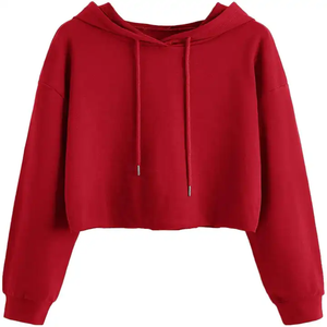 Top corto con capucha para mujer de moda popular estilo Streetwear/ropa informal de manga larga talla grande para mujer Crop - Product Image 2