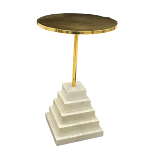 โต๊ะกาแฟหินอ่อนหรูหราทันสมัยพร้อมศิลปะเหล็กโต๊ะข้างโบราณโบราณสำหรับห้องนั่งเล่นที่บ้าน - Product Image 6