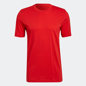 Red Regular Fit Ribbed Crewneck 100% Cotton Single Jersey Short Sleeve Men's Essentials T-Shirt - Product Image 4