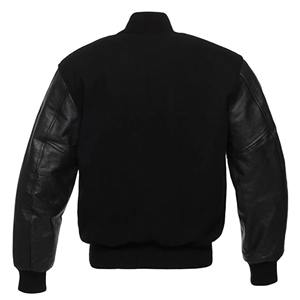 Veste de baseball universitaire décontractée pour homme en cuir artificiel noir 2025, fine, personnalisable, vintage, col montant, pour l'hiver - Product Image 2